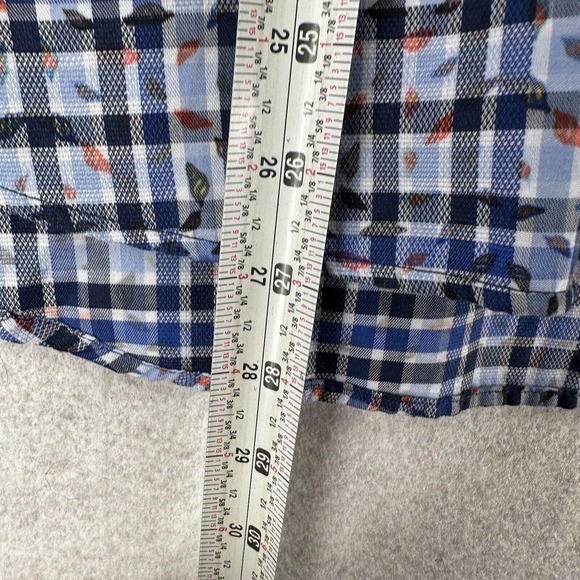 Luchiano Visconti Black Mens Shirt‎ MEDIUM Blue Plaid Geometric Button Up - Picture 13 of 15